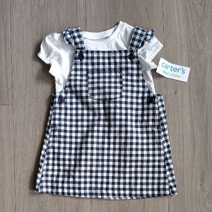 Carter's Navy and White Gingham Dress with White Tee